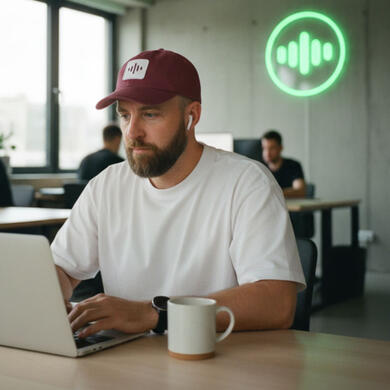 Founder founder call.supply sitting in the office working behind the laptop